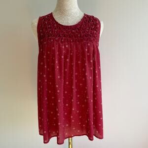 Abercrombie & Fitch Sleeveless Babydoll Top Women's M Dainty Daisy Dot Flowy Y2k